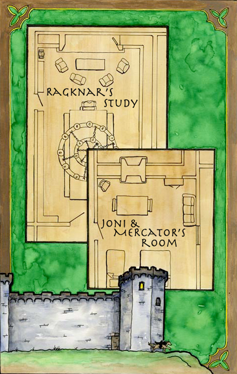 The Duke's Castle map showing his study and Joni and Mercator's Room